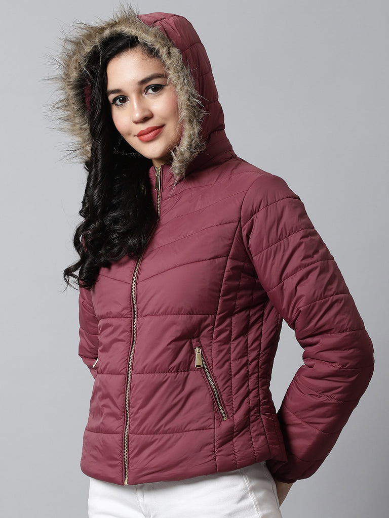 Burgundy winter outlet jacket womens