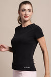 Half Sleeve Black T Shirt For Women