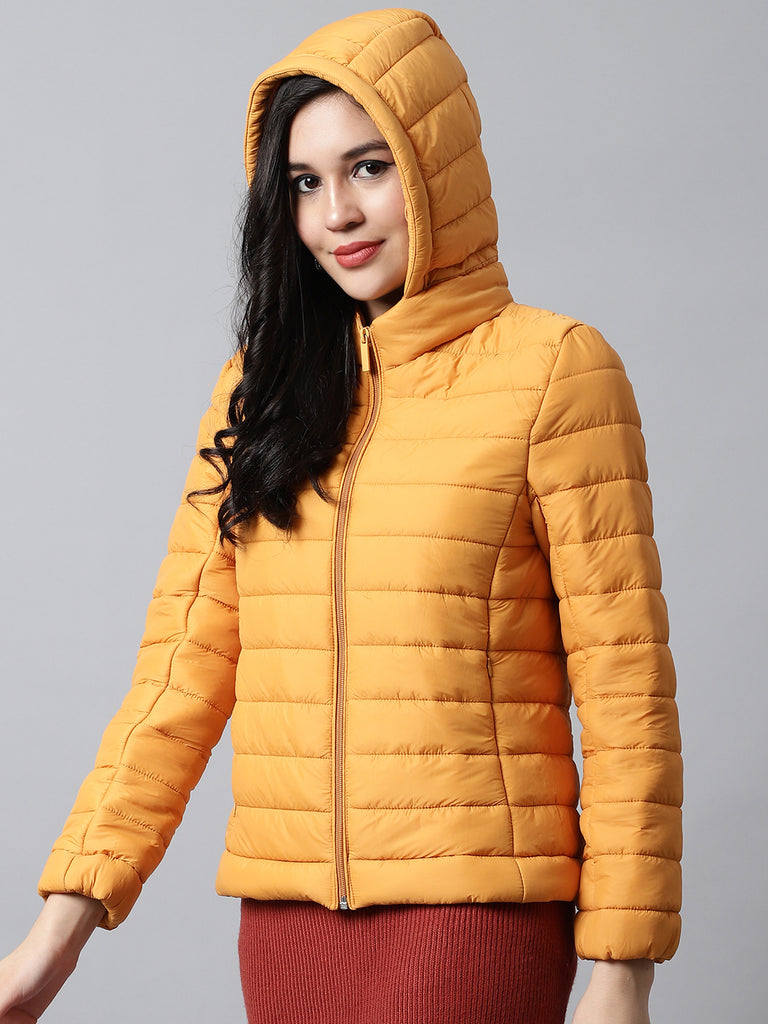 Mustard hooded outlet jacket