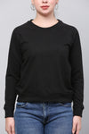 Women Full Sleeve Solid Black Sweatshirt