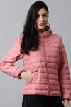 Light Pink Hoodie Puffer Jacket for Women
