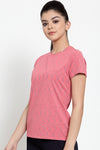 Women's Pink Printed Round Neck T-shirt