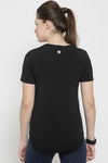Women's Black Printed V-Neck T-shirt