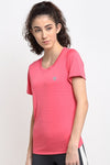 Women Pink Applique Slim Fit Outdoor T-shirt