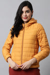 Mustard Yellow Hoodie Puffer Jacket for Women | Winter Jacket