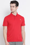 Men Basic Red Polo Collar T Shirt