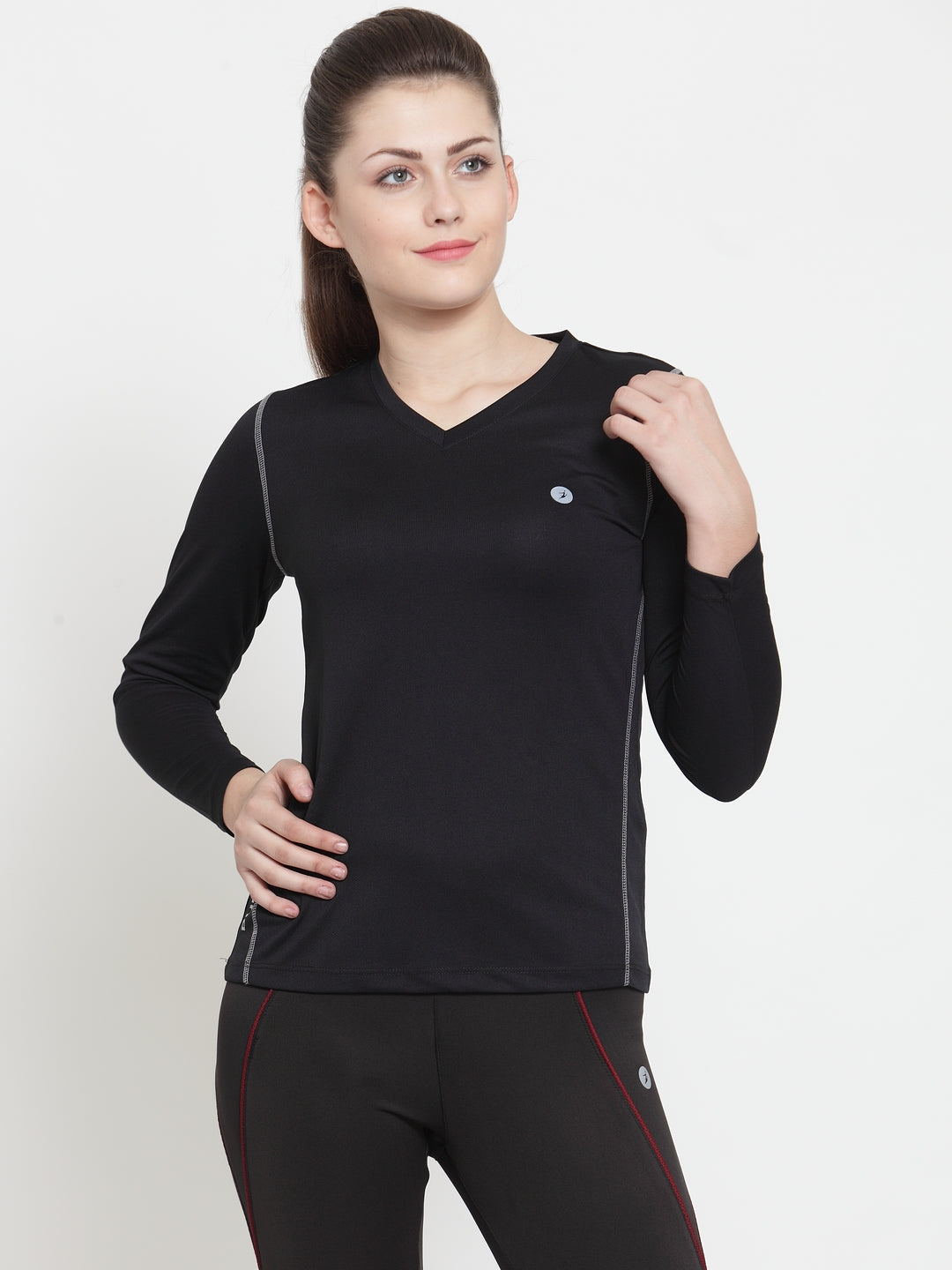 Black Full Sleeve Gym T-Shirts For Women – bukkumstore
