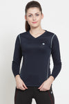 Navy Full Sleeve Sports T-Shirt For Women