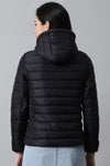 Black Hoodie Puffer Jacket for Women | Ladies Winter Jacket
