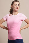 Pink Round Neck T Shirt For Women