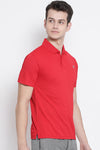 Men Basic Red Polo Collar T Shirt