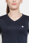 Navy Full Sleeve Sports T-Shirt For Women