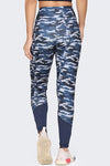 Women's Navy Blue & Black Camouflage Printed Slim-Fit Tights