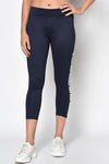 Women Navy Blue Solid Tights