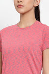 Women's Pink Printed Round Neck T-shirt